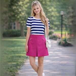 NWOT Kate Spade Girls Preppy Pink Skirt Zip Pockets Pleated Front Sz 14💚
